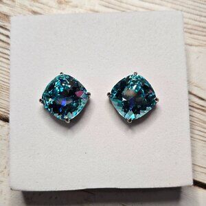 Origami Owl Clara Crystal Stud Earrings with Light Turquoise Crystal Swarovski